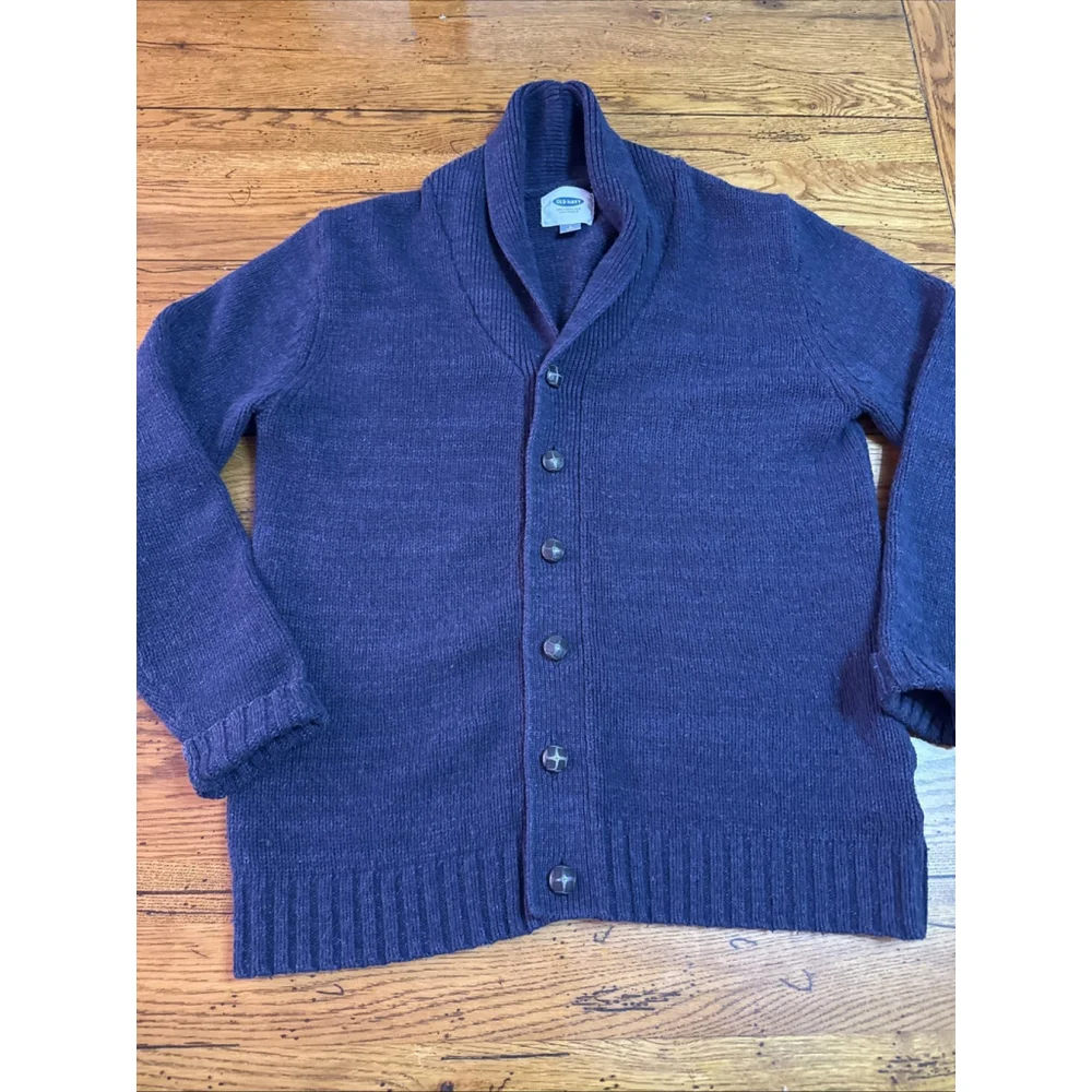 Old Navy Cardigan Sweater Mens Large Navy Button Front Knit Grandpa